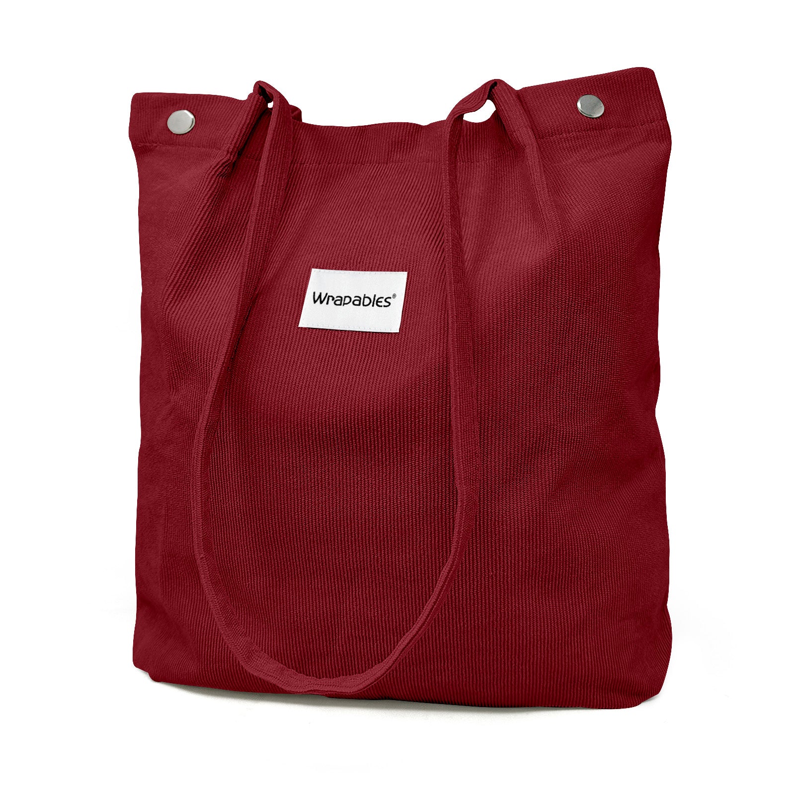 Wrapables Corduroy Tote Bag, Casual Everyday Shoulder Handbag, Red