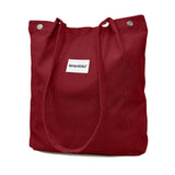 Wrapables Corduroy Tote Bag, Casual Everyday Shoulder Handbag, Red
