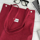 Wrapables Corduroy Tote Bag, Casual Everyday Shoulder Handbag, 2pc Navy/Red