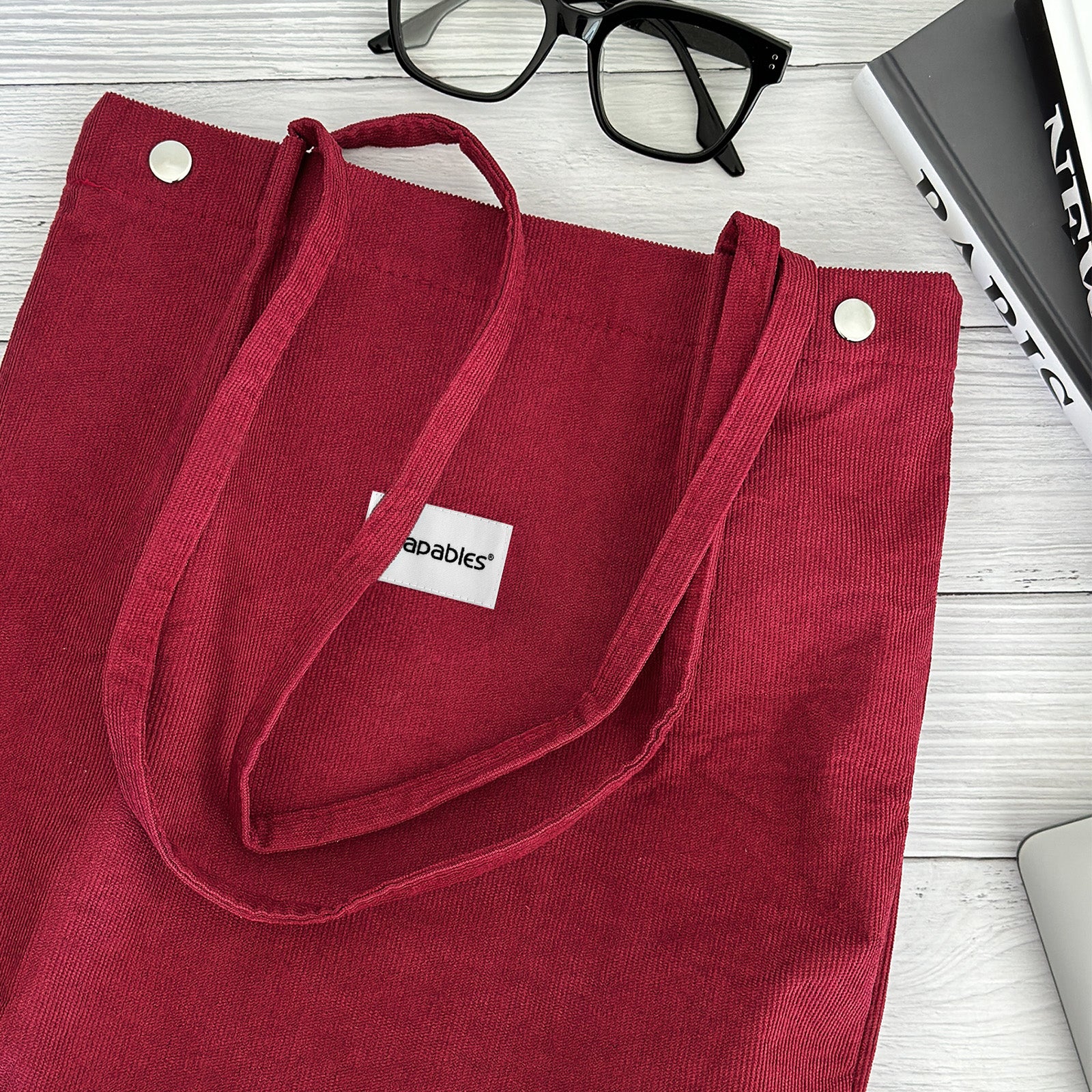 Wrapables Corduroy Tote Bag, Casual Everyday Shoulder Handbag