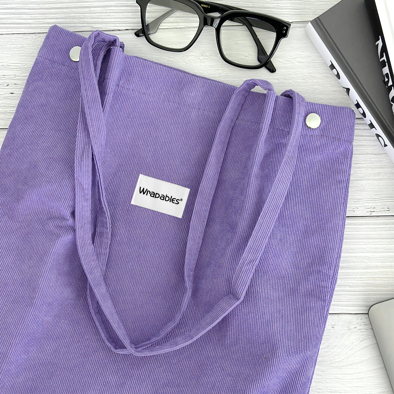 Wrapables Corduroy Tote Bag, Casual Everyday Shoulder Handbag