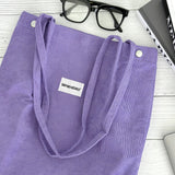 Wrapables Corduroy Tote Bag, Casual Everyday Shoulder Handbag, Purple