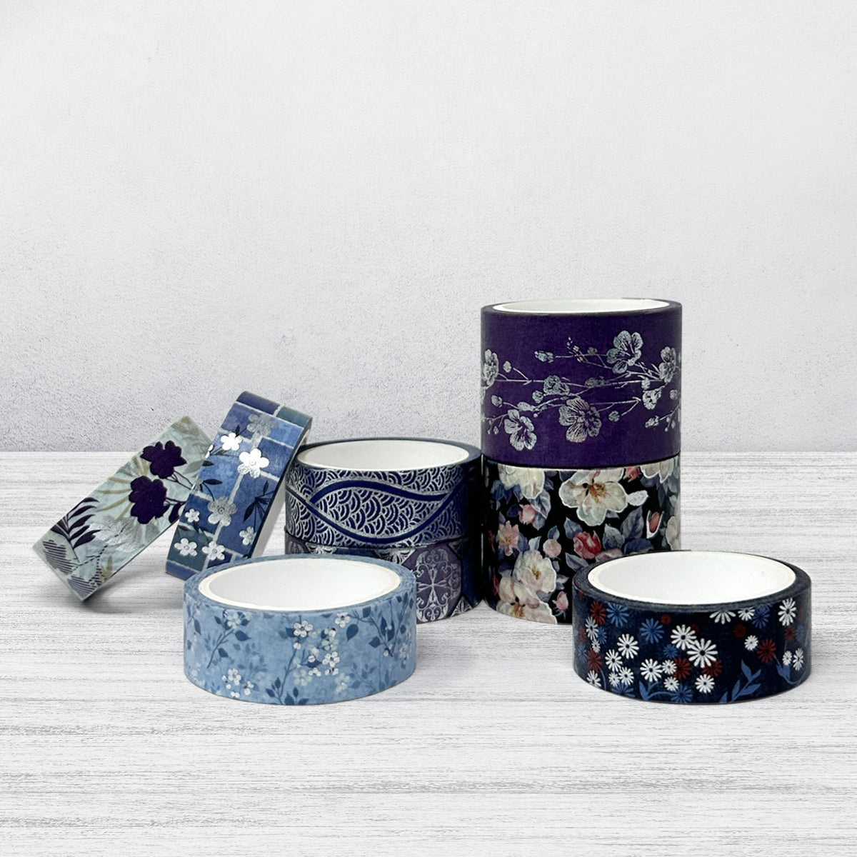Wrapables Winter Season Washi Set for Arts & Crafts, Scrapbooking, Stationery, Diary 10pc Blue Winter
