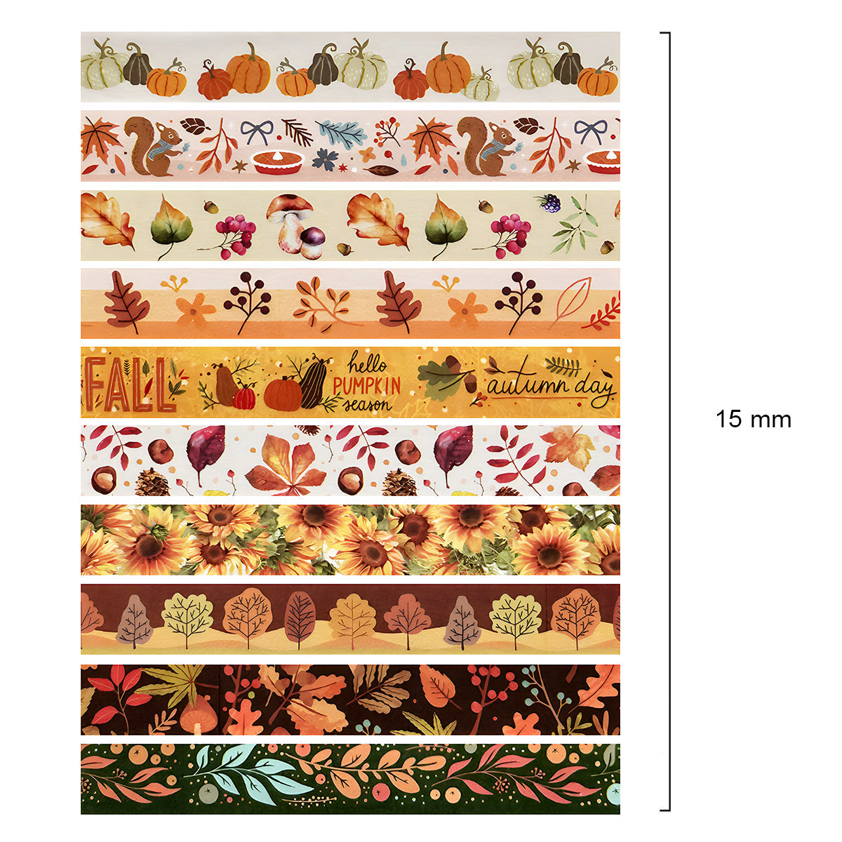 Wrapables Decorative Washi Tape for Scrapbooking, Stationery, Diary, Card Making, Autumn Day