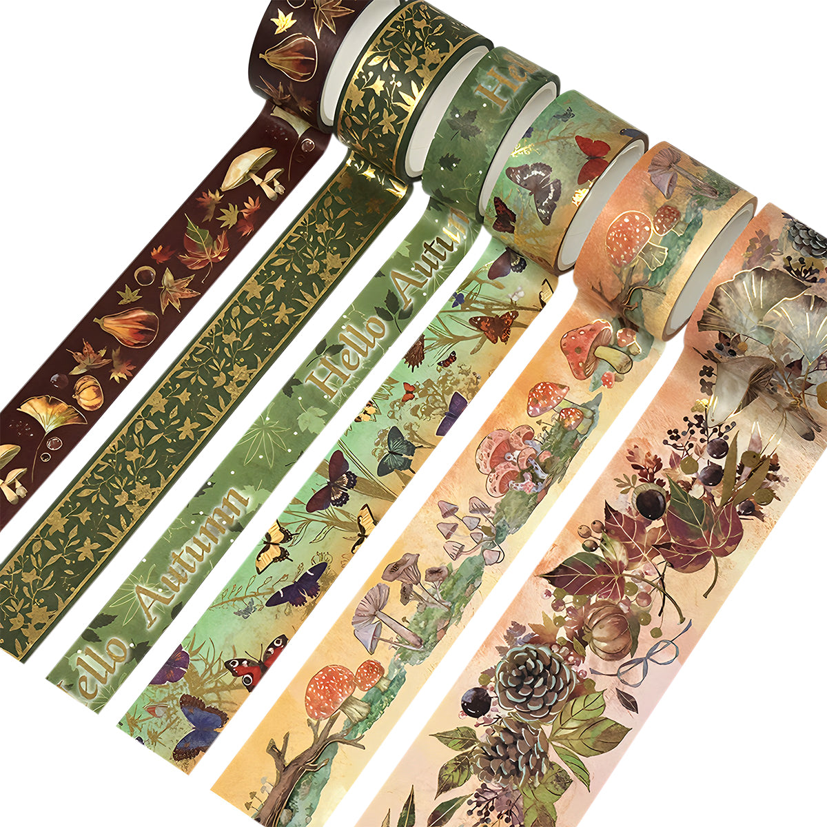 Wrapables Gold Foil Washi Tape in a Box Set for Scrapbooking, Stationery, Diary, Card Making