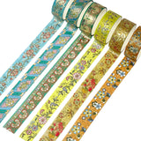 Wrapables Elegant Gold Foil Washi Tape Box Set for Arts & Crafts, Scrapbooking, Stationery, Diary (12 Rolls), Playful Florets