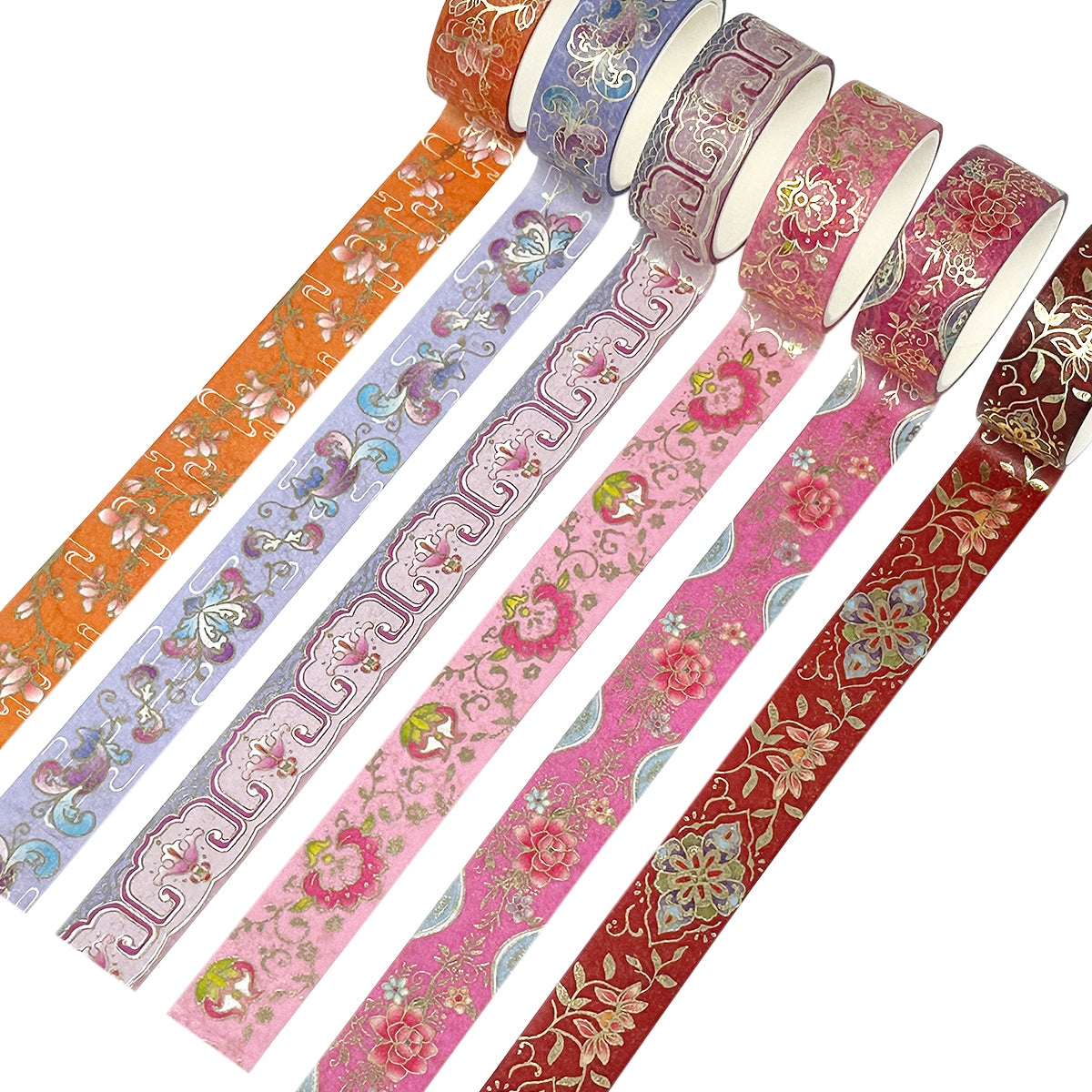 YUBX 6 Rollen Washi Tape Set, Masking Tape Goldene Foliendruck Dekoratives Klebeband Bunt Für DIY Handwerk, Verschönert Journals, Planer, Scrapbooking
