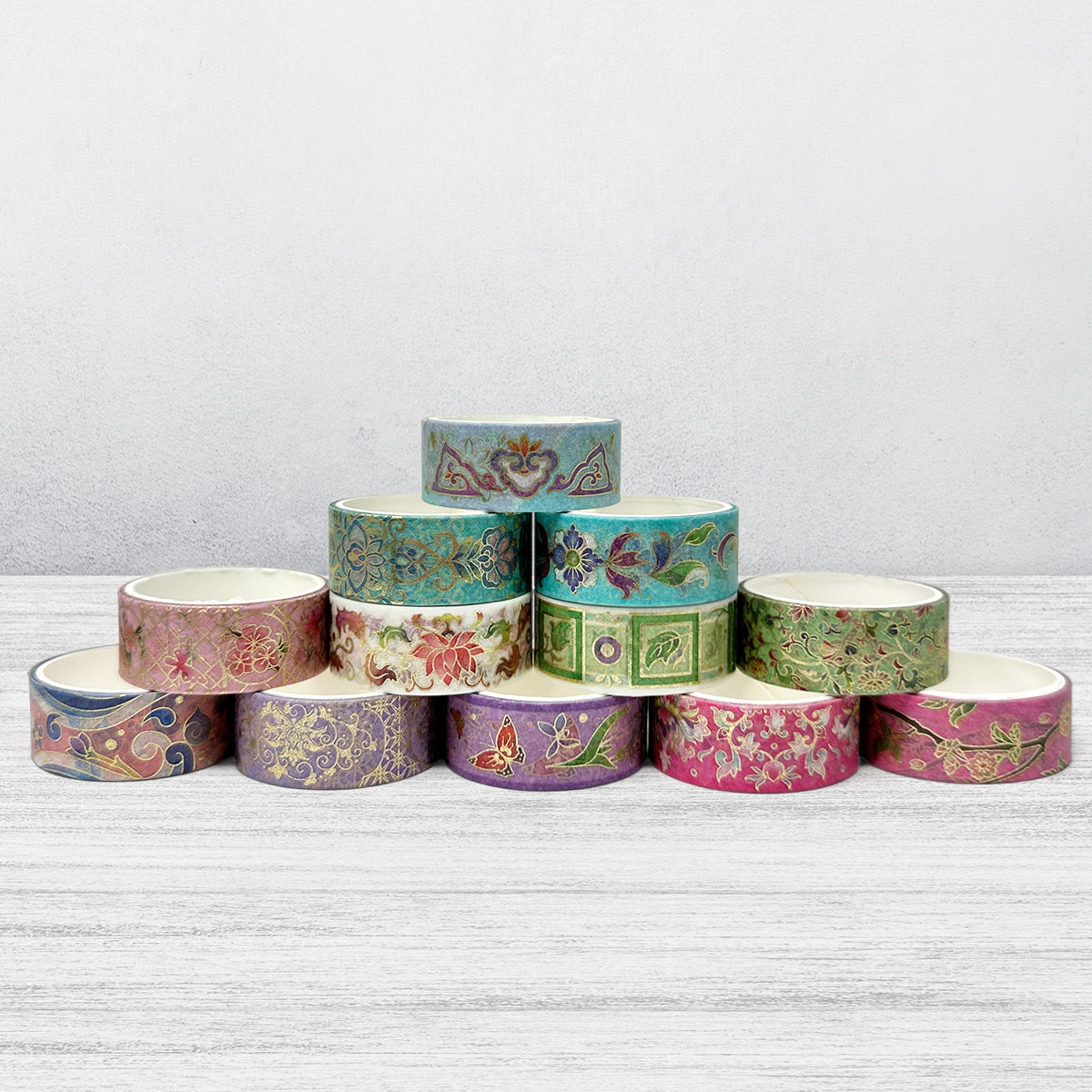 Wrapables Elegant Gold Foil Washi Tape Box Set for Arts & Crafts, Scrapbooking, Stationery, Diary (12 Rolls)