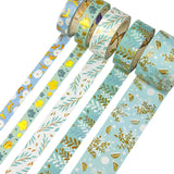 Wrapables Decorative Gold Foil Washi Tape Box Set for Arts & Crafts, Scrapbooking, Stationery, Diary (10 Rolls), Blue Green Bloom