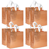 Wrapables Glossy Non-Woven Reusable Gift Bags with Handles for Weddings, Bridal Showers, Parties (Set of 8), Rose Gold