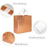 Wrapables Glossy Non-Woven Reusable Gift Bags with Handles for Weddings, Bridal Showers, Parties (Set of 8), Rose Gold