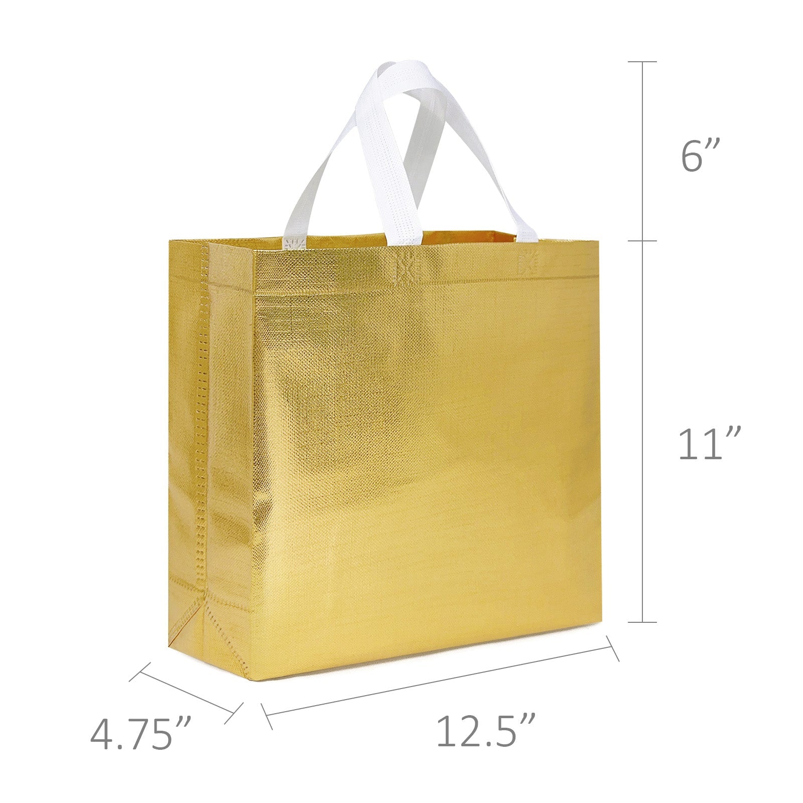 Wrapables Glossy Non-Woven Reusable Gift Bags with Handles for Weddings, Bridal Showers, Parties (Set of 8), Gold