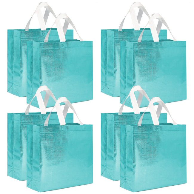 Wrapables Glossy Non-Woven Reusable Gift Bags with Handles for Weddings, Bridal Showers, Parties (Set of 8)
