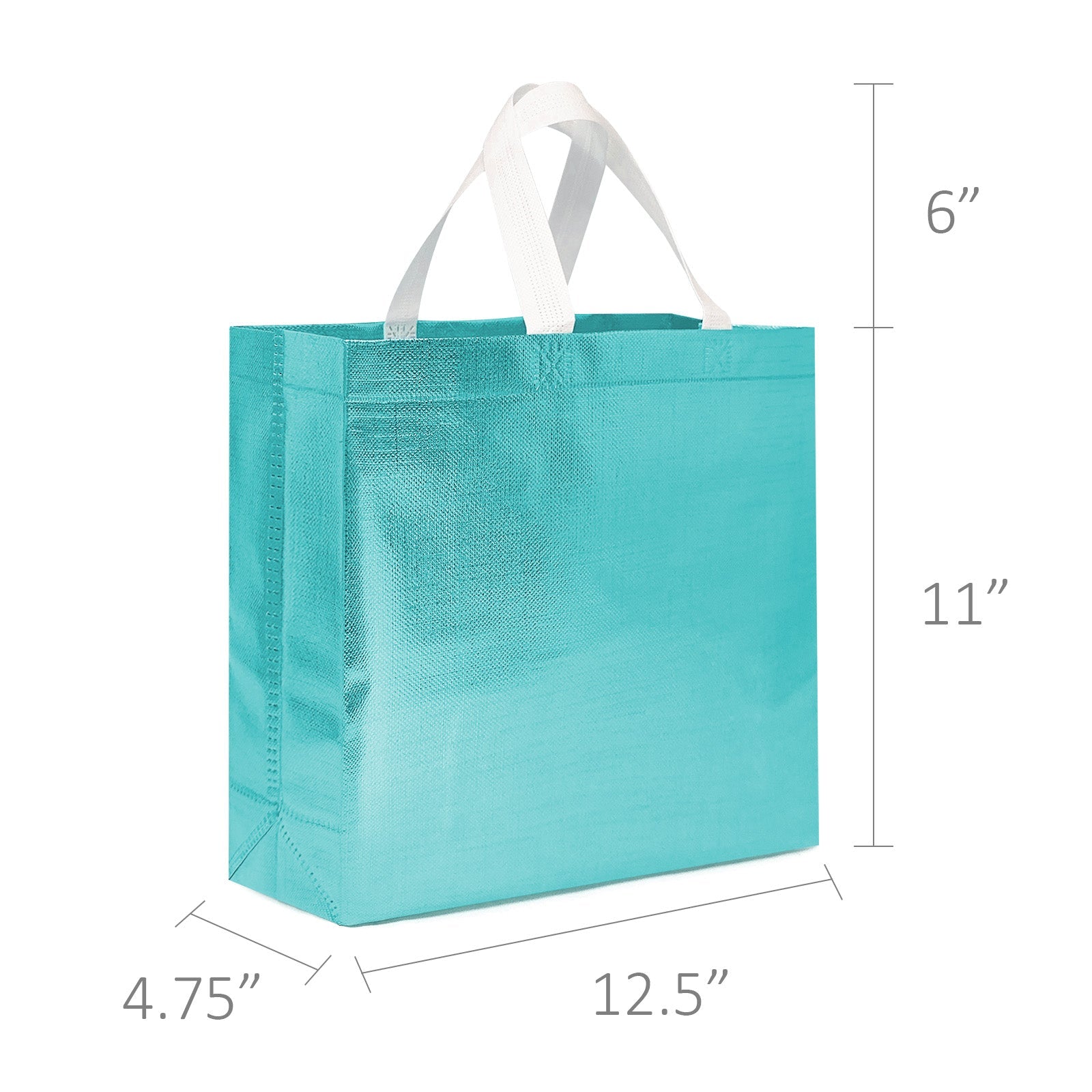 Wrapables Glossy Non-Woven Reusable Gift Bags with Handles for Weddings, Bridal Showers, Parties (Set of 8), Blue