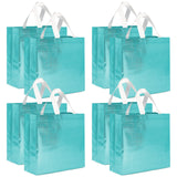 Wrapables Glossy Non-Woven Reusable Gift Bags with Handles for Weddings, Bridal Showers, Parties (Set of 8), Blue