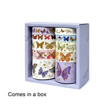 Wrapables Decorative Gold Foil Washi Tape Box Set for Arts & Crafts, Scrapbooking, Stationery, Diary (10 Rolls), Butterflies