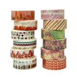 Wrapables Elegant Gold Foil Washi Tape Box Set for Arts & Crafts, Scrapbooking, Stationery, Diary (12 Rolls), Pink Festival