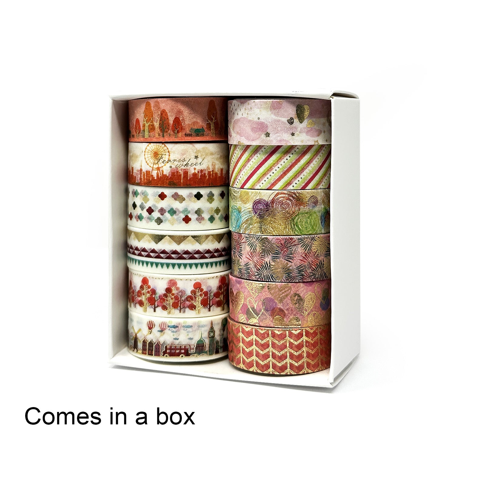 Wrapables Decorative Washi Tape Box Set for DIY Arts & Crafts,  Scrapbooking, Diary, Stationery, Card-Making, Gift Wrapping (12 Rolls),  Floral