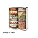 Wrapables Elegant Gold Foil Washi Tape Box Set for Arts & Crafts, Scrapbooking, Stationery, Diary (12 Rolls), Pink Festival