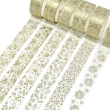 Wrapables Elegant Gold Foil Washi Tape Box Set for Arts & Crafts, Scrapbooking, Stationery, Diary (12 Rolls), Gold Floral