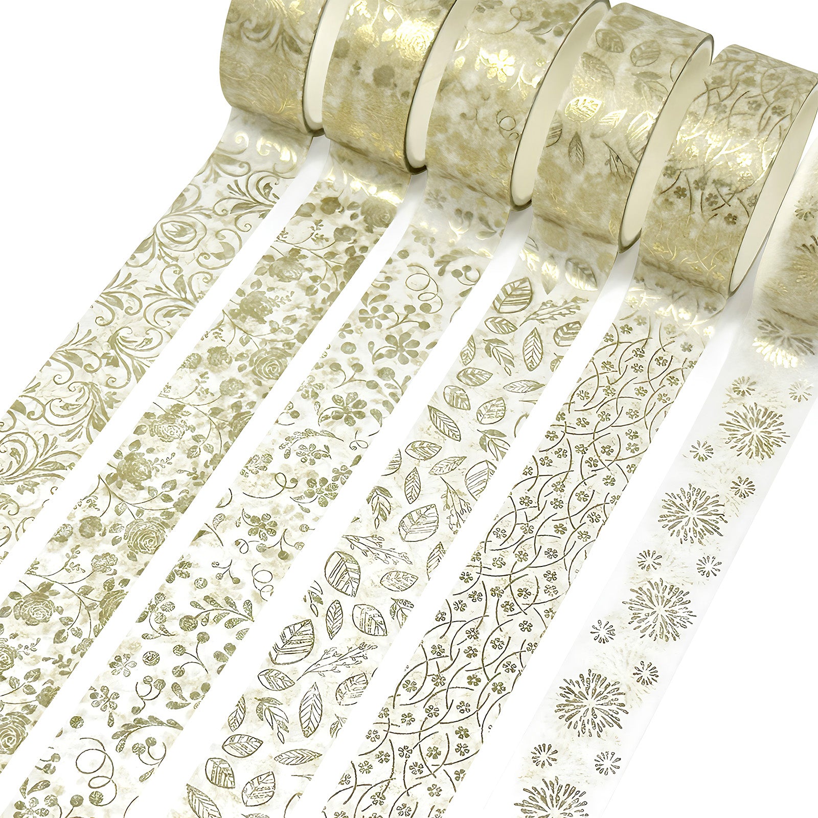 Wrapables Nature Metallic Foil Washi Tape Set for Scrapbooking, (6