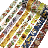 Wrapables Nature Metallic Foil Washi Tape Set for Scrapbooking, Stationery, Diary, Card Making, (8 Rolls), Floral Bloom