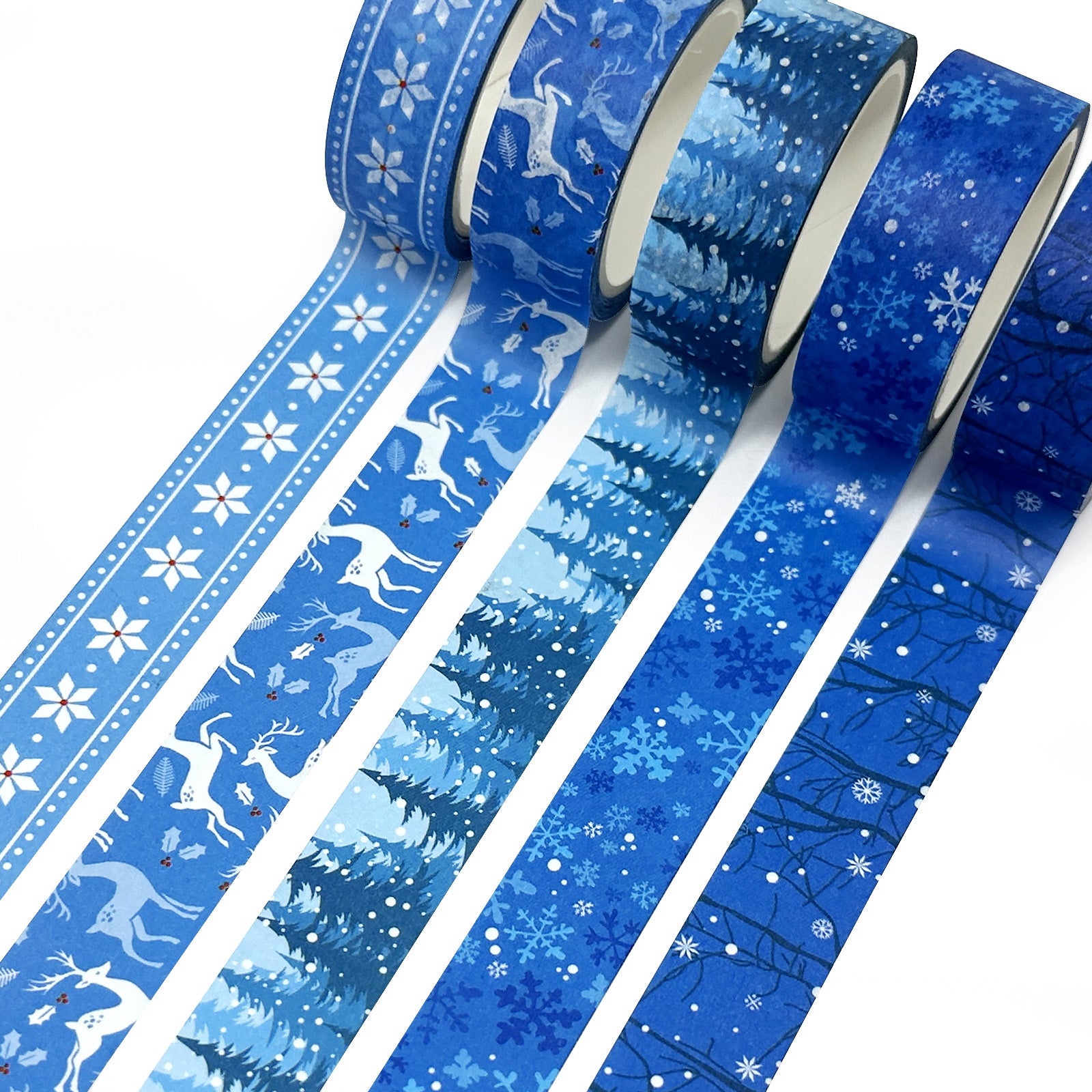 Wrapables Winter Season Washi Set for Arts & Crafts, Scrapbooking, Stationery, Diary 10pc Blue Winter
