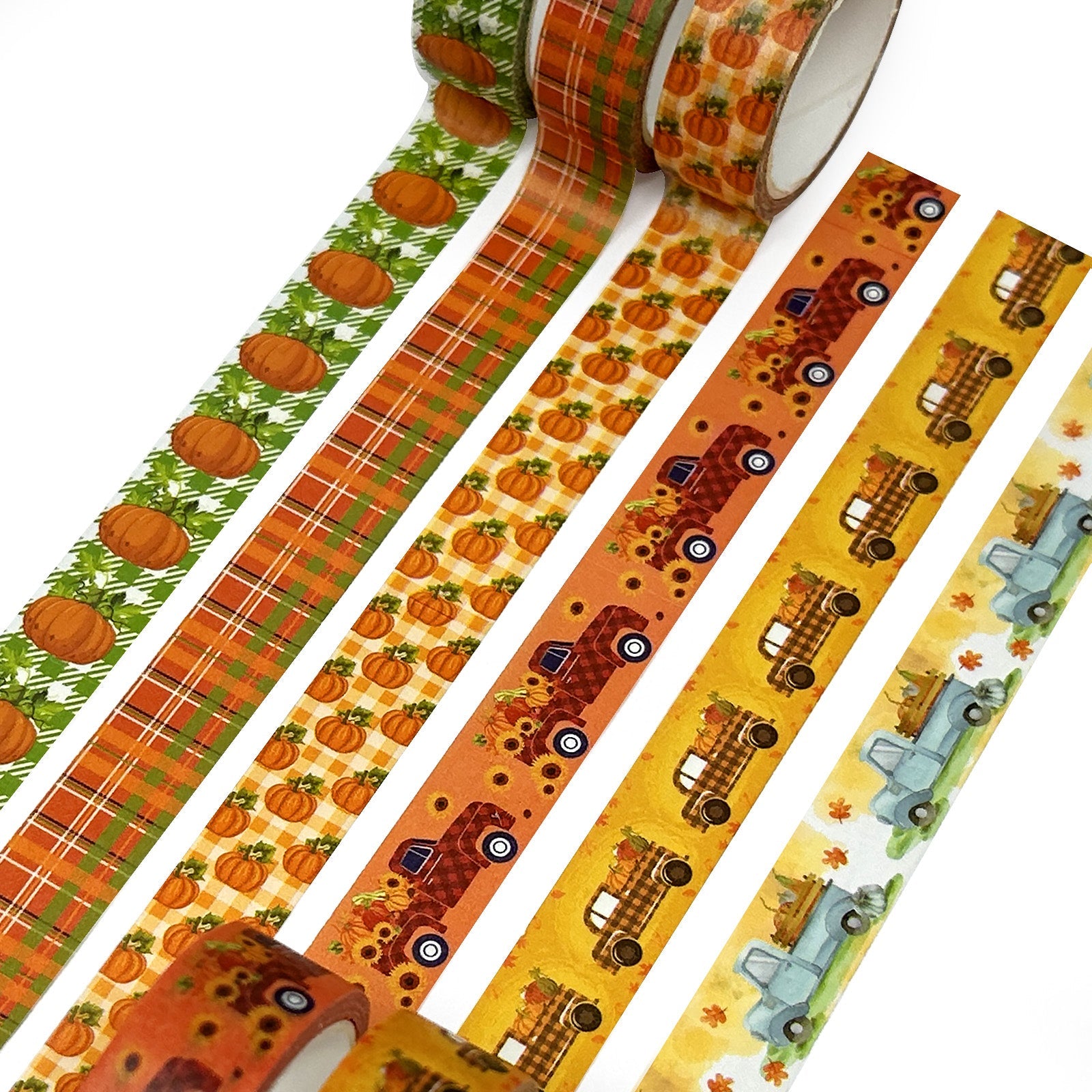 Wrapables Decorative Washi Tape for Scrapbooking, Stationery, Diary, Card Making, (12 Rolls) Pumpkin Fun