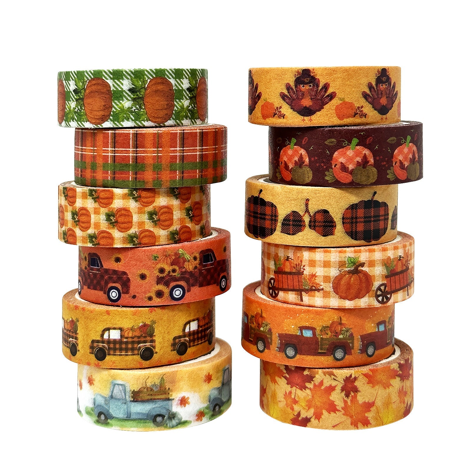 Wrapables Decorative Washi Tape for Scrapbooking, Stationery, Diary, Card Making, (12 Rolls) Pumpkin Fun