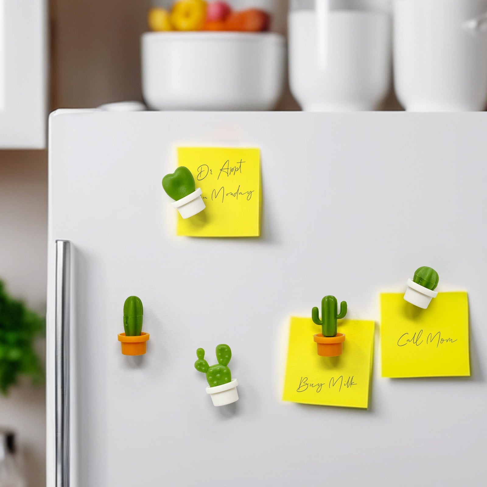 Wrapables Novelty Refrigerator Magnets for Kitchen, Whiteboards, Cabinets, and Lockers (Set of 12), Mini Cactus