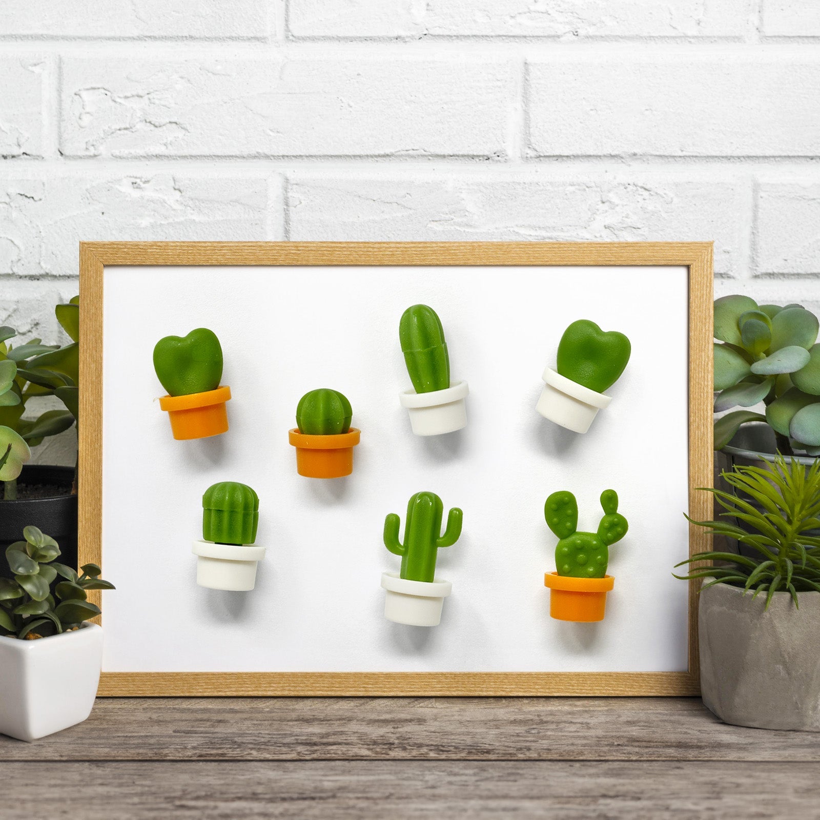 Wrapables Novelty Refrigerator Magnets for Kitchen, Whiteboards, Cabinets, and Lockers (Set of 12), Mini Cactus