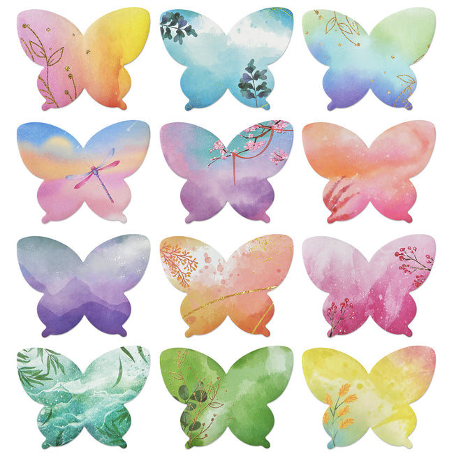 Wrapables Colorful Ethereal Butterfly Sticky Notes (Set of 12)