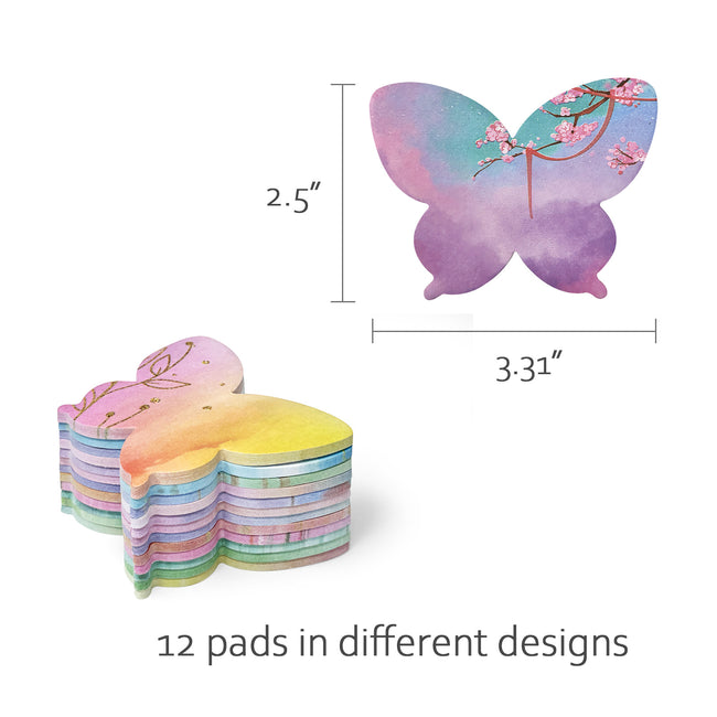 Wrapables Colorful Ethereal Butterfly Sticky Notes (Set of 12)