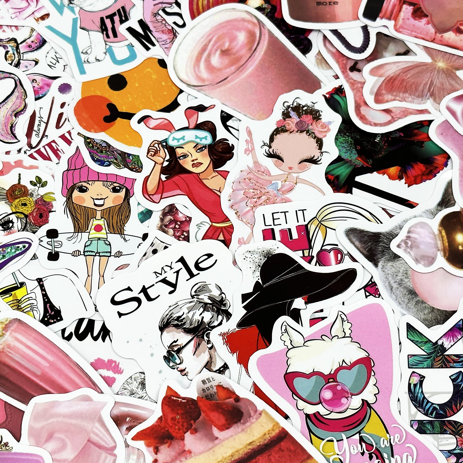 Wrapables Fashion Women People Vinyl Stickers for Water Bottles, Laptops 100pcs, Lifestyle Ladies