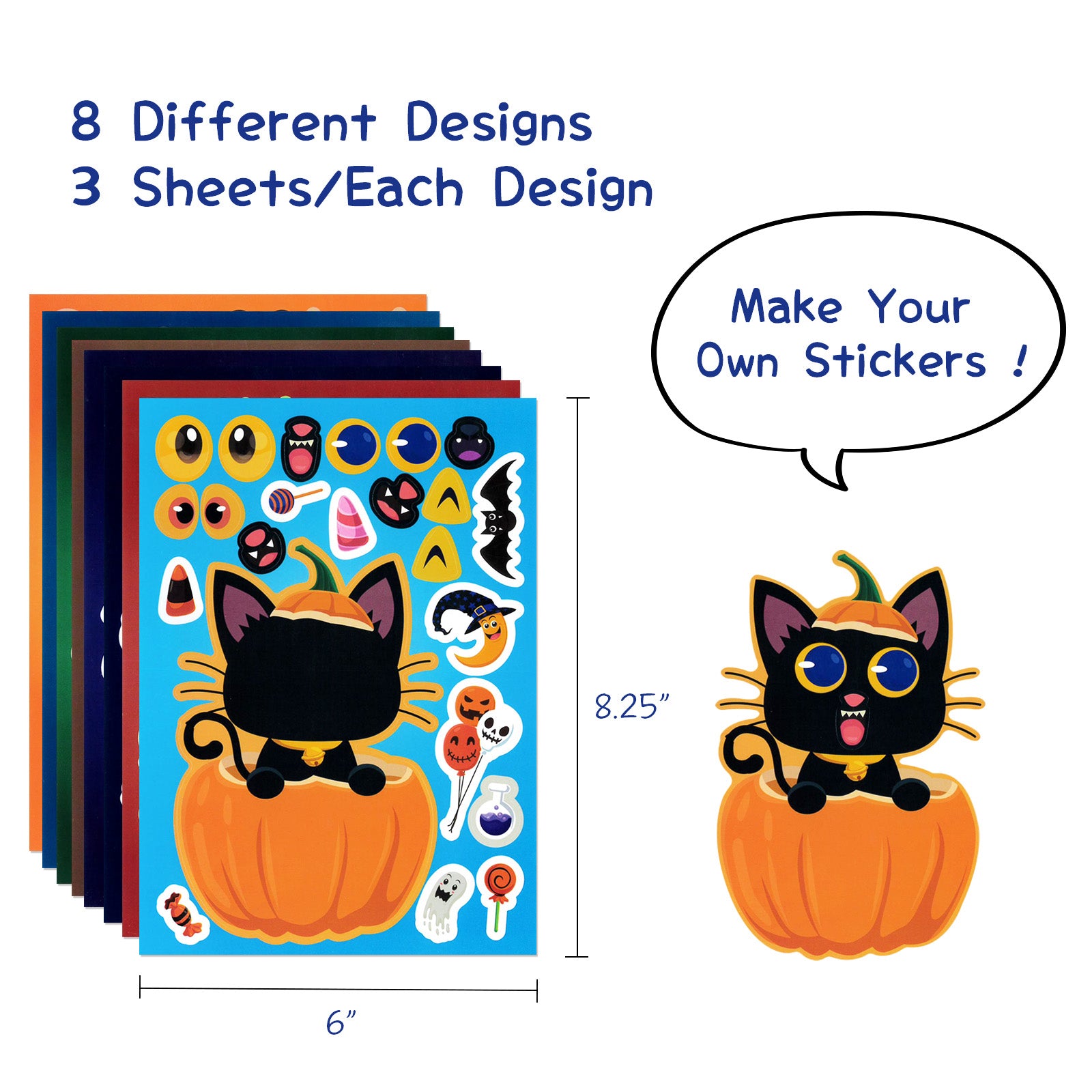 Make Your Own Jack-O-Lantern Face Sticker Set - 24 Sheets
