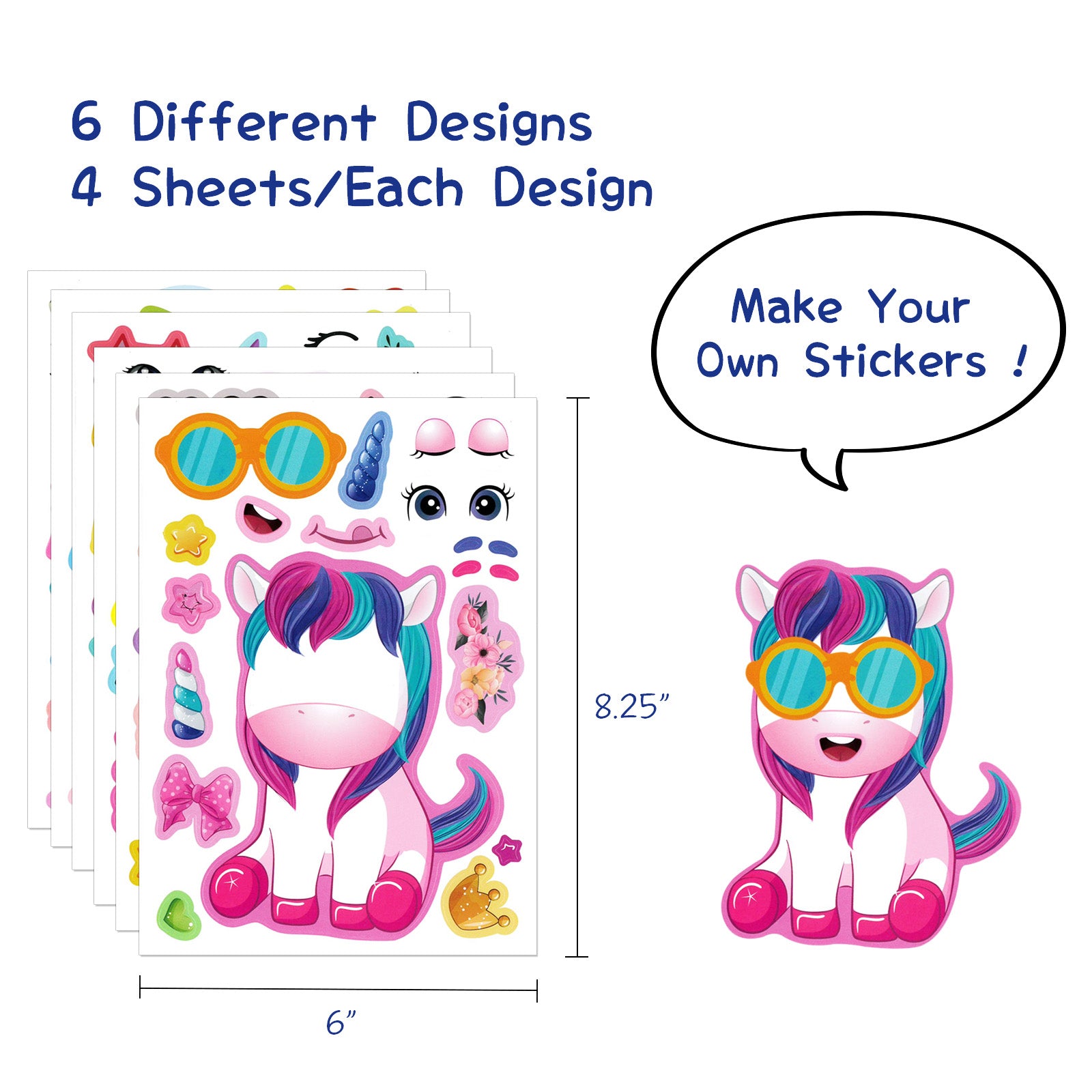 Stickers Glitter Pack 10 Sheets Lovely Rainbow Heart Bow Sticker Cartoon Kids Scrapbooking School Reward Xmas Birthday Party Favors Reward Gift (03)