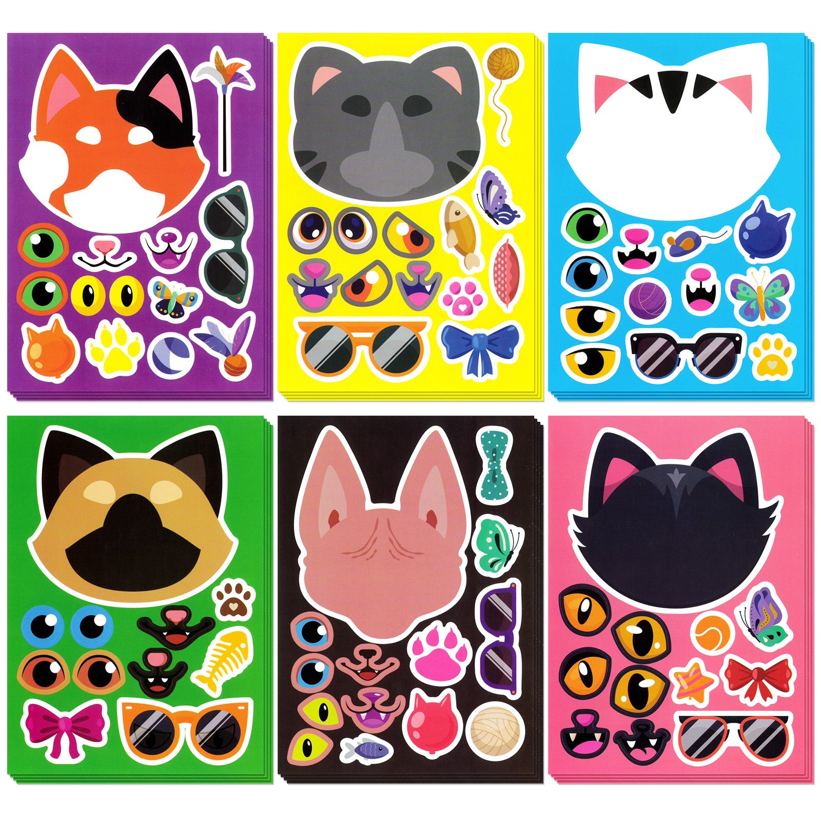 Wrapables Make Your Own Sticker Sheets, DIY Make a Face Animal, Food, Party Favor Stickers (24 Sheets)