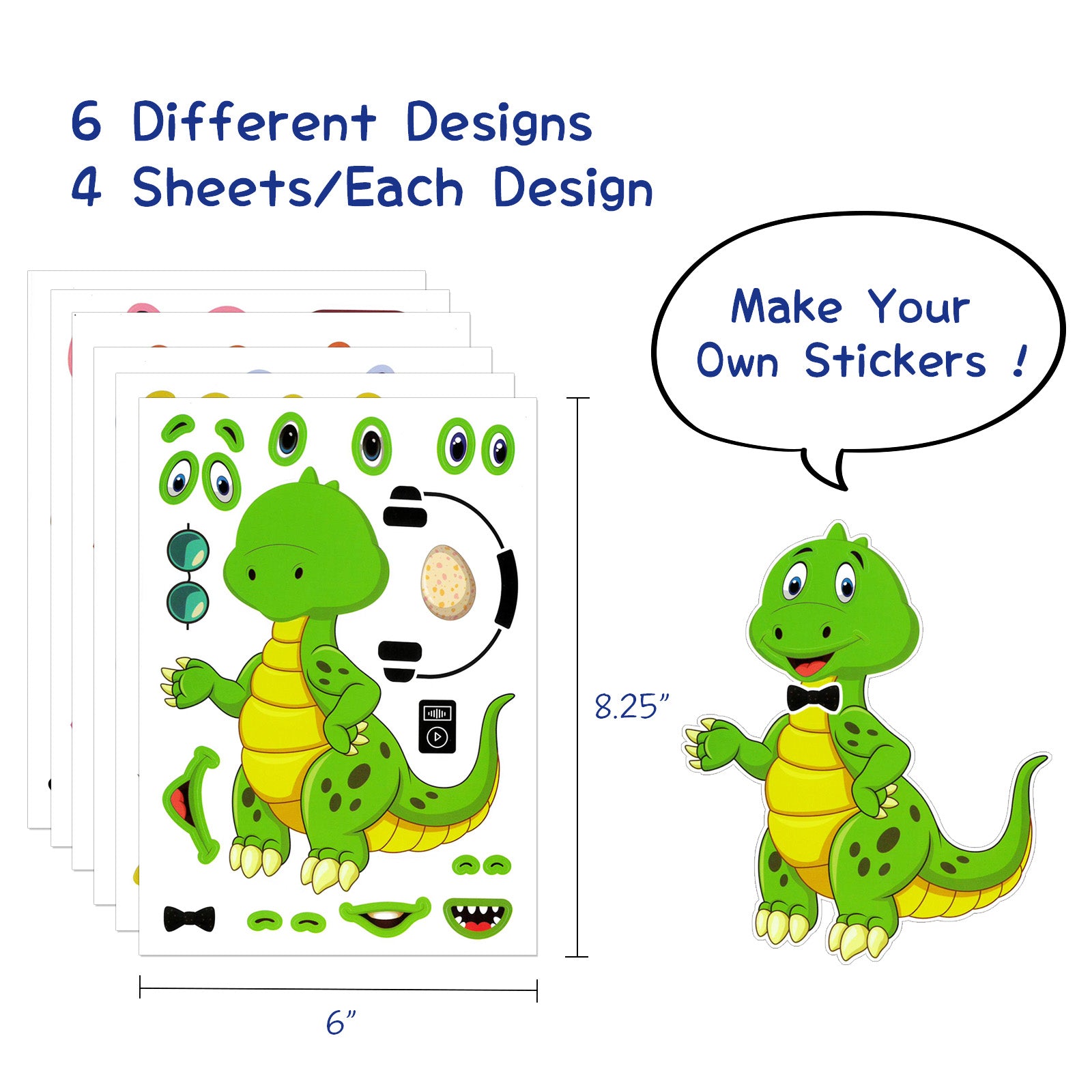 36 Sheets Make a Dinosaur Sticker for Kids Pink Dinosaur Stickers Make Your  Own Dinosaur Face Stickers DIY Craft Project Girl Kids Dino Theme Birthday