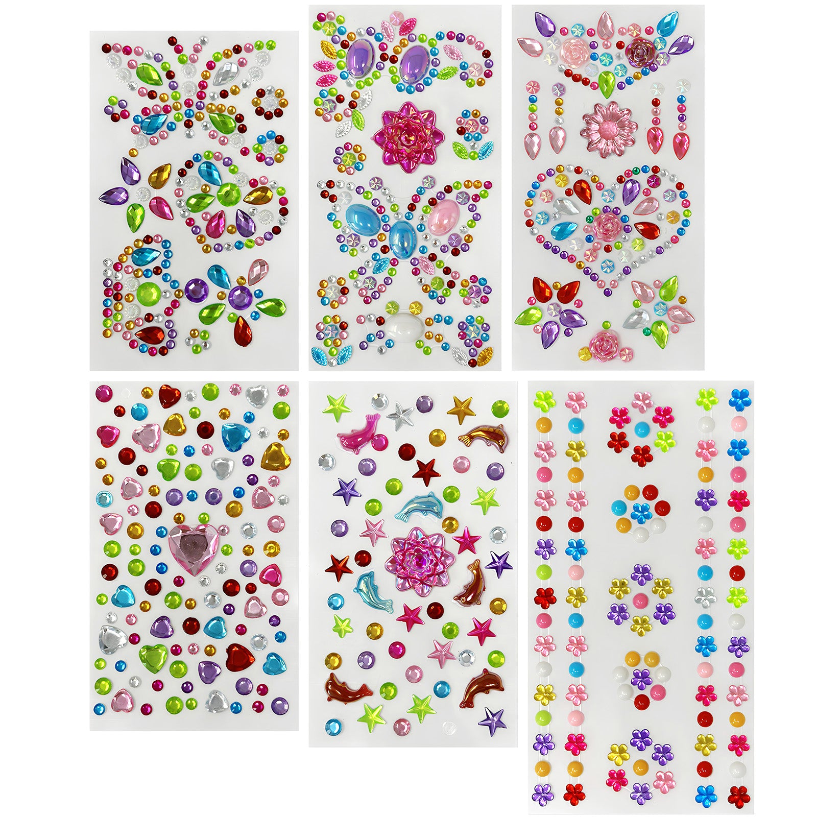 Wrapables Crystal Rhinestone Gem Stickers, Bling Jewel Adhesives for DIY Arts & Crafts, Smartphones, Water Bottles, Sunglass Cases (Set of 6) Floral