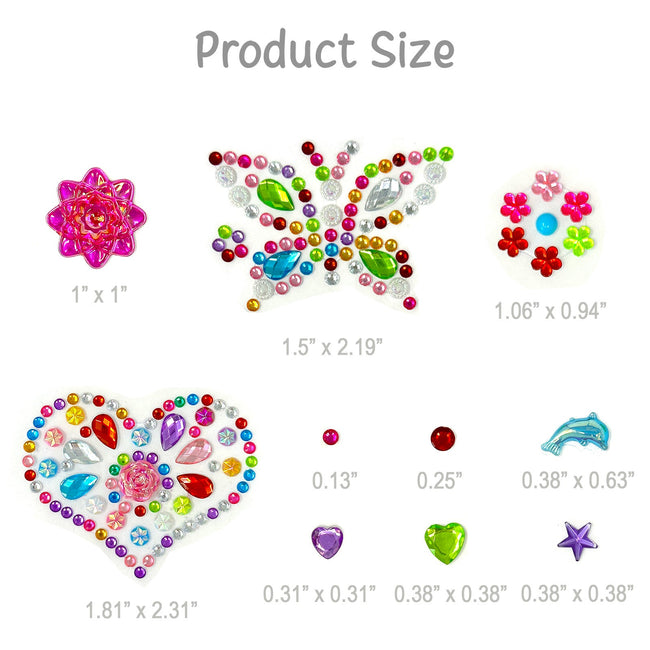 Wrapables Crystal Rhinestone Gem Stickers for DIY Arts & Crafts, Smartphones, Water Bottles, Sunglass Cases (Set of 6), Hearts and Flowers