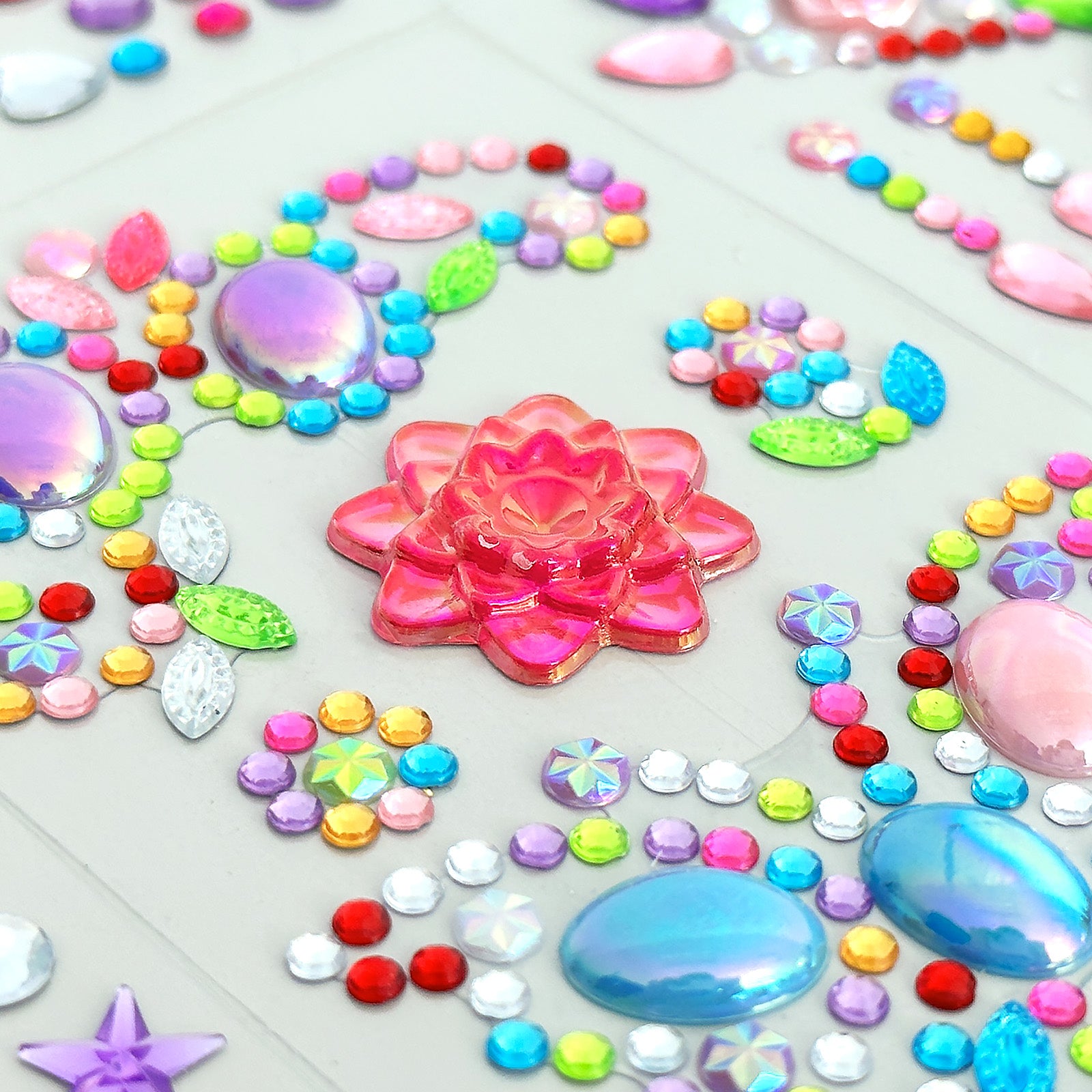 Self-adhesive Acrylic Crystal Rhinestone Jewels Gems Sticker Sheets  Assorted Colors Various Shapes (Multicolor Type 2)