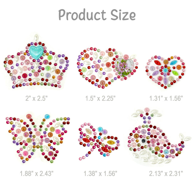 Wrapables Crystal Rhinestone Gem Stickers for DIY Arts & Crafts, Smartphones, Water Bottles, Sunglass Cases (Set of 6), Floral and Crown