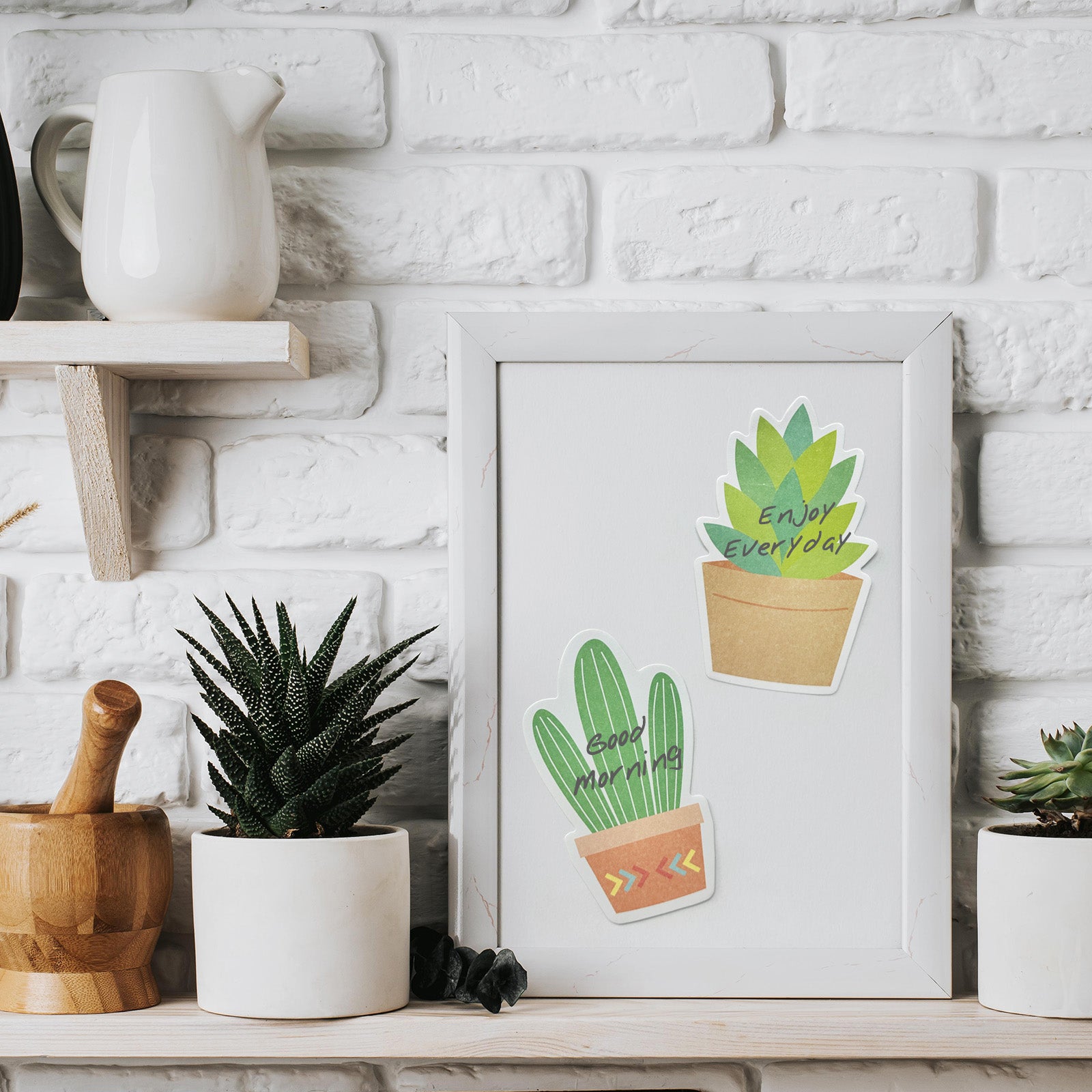 Wrapables Cute Cactus Succulents Sticky Notes, Adhesive Memo Notepads for Home, Office, Work (Set of 6)
