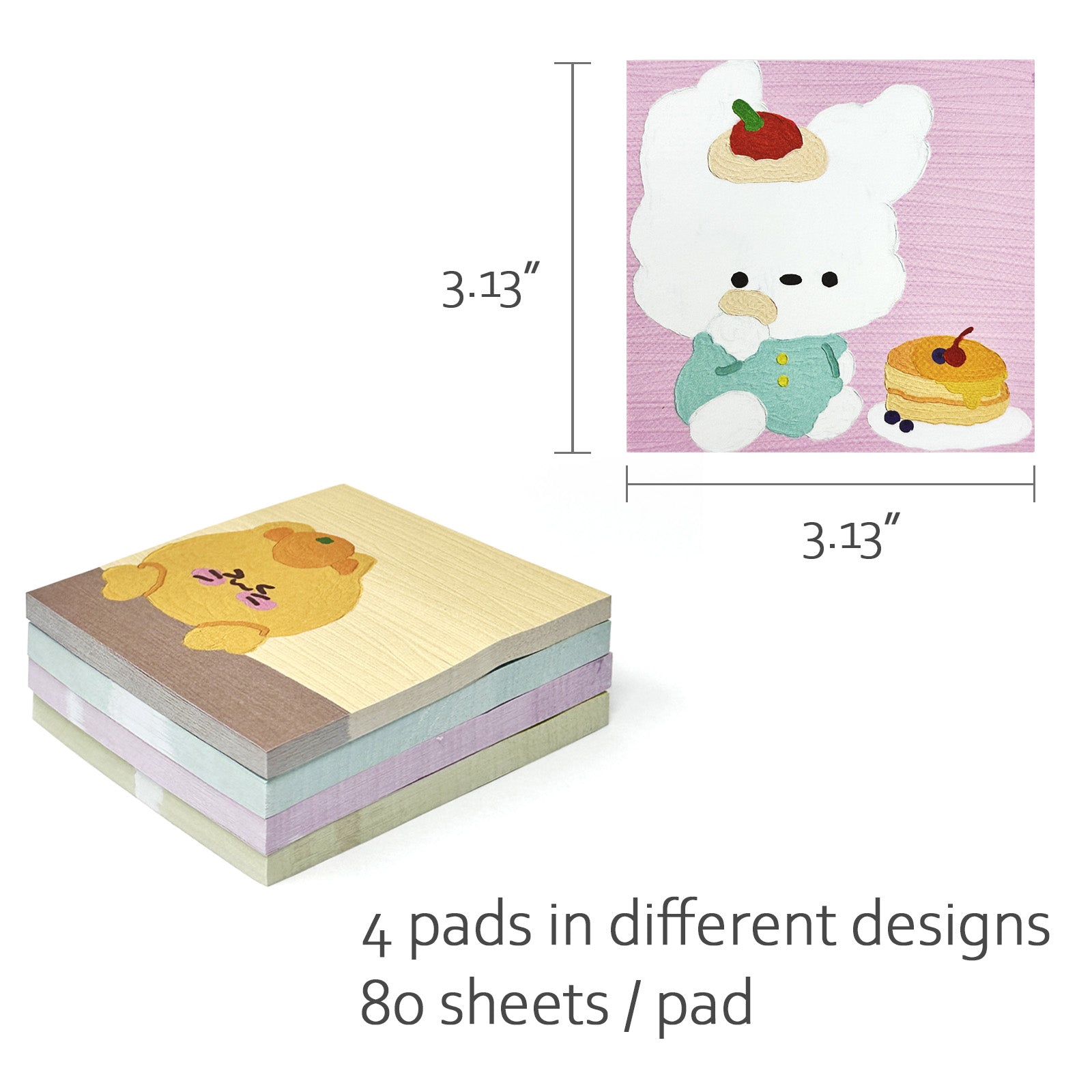 OFFCUP 24pcs Notes Autocollantes Mignonnes Animaux - 720 Feuilles Mini Bloc Mémo 60x55mm