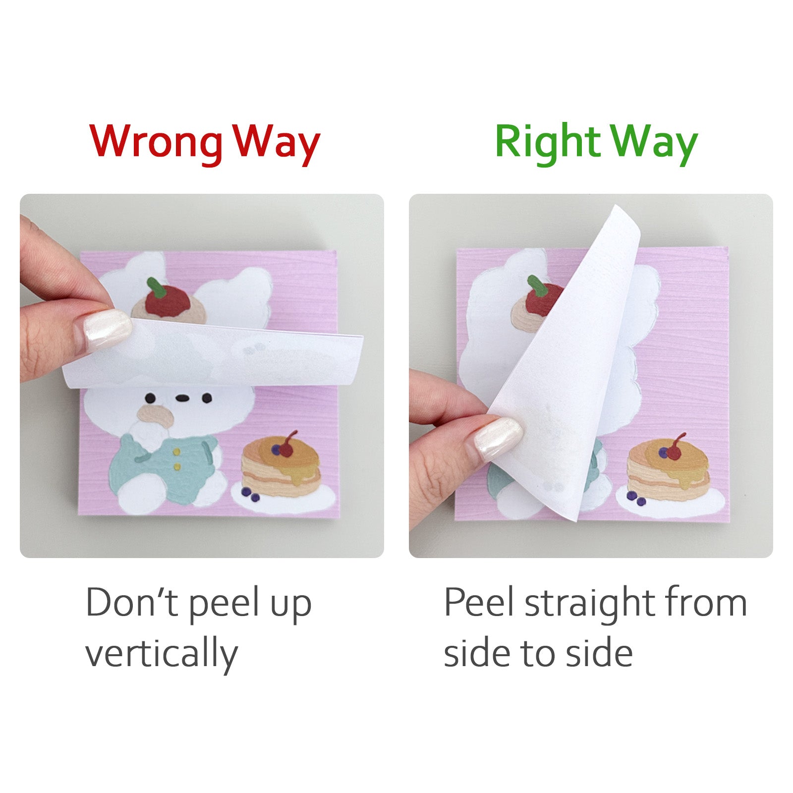 Wrapables Cute and Funny Animal Sticky Notes, Adhesive Memo Notepads for Home, Office, Work, Bunny and Kitty 4pc