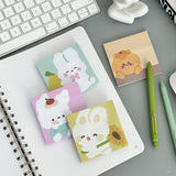 Wrapables Cute and Funny Animal Sticky Notes, Adhesive Memo Notepads for Home, Office, Work, Bunny and Kitty 4pc