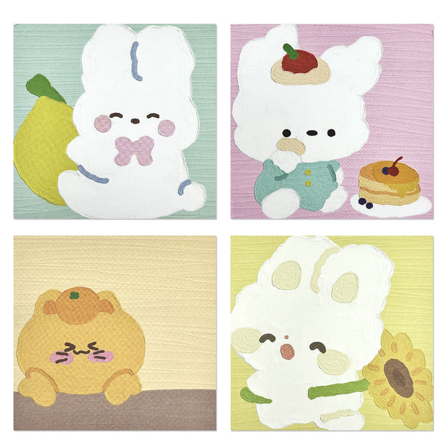 Wrapables Cute and Funny Animal Sticky Notes, Adhesive Memo Notepads for Home, Office, Work, Bunny and Kitty 4pc