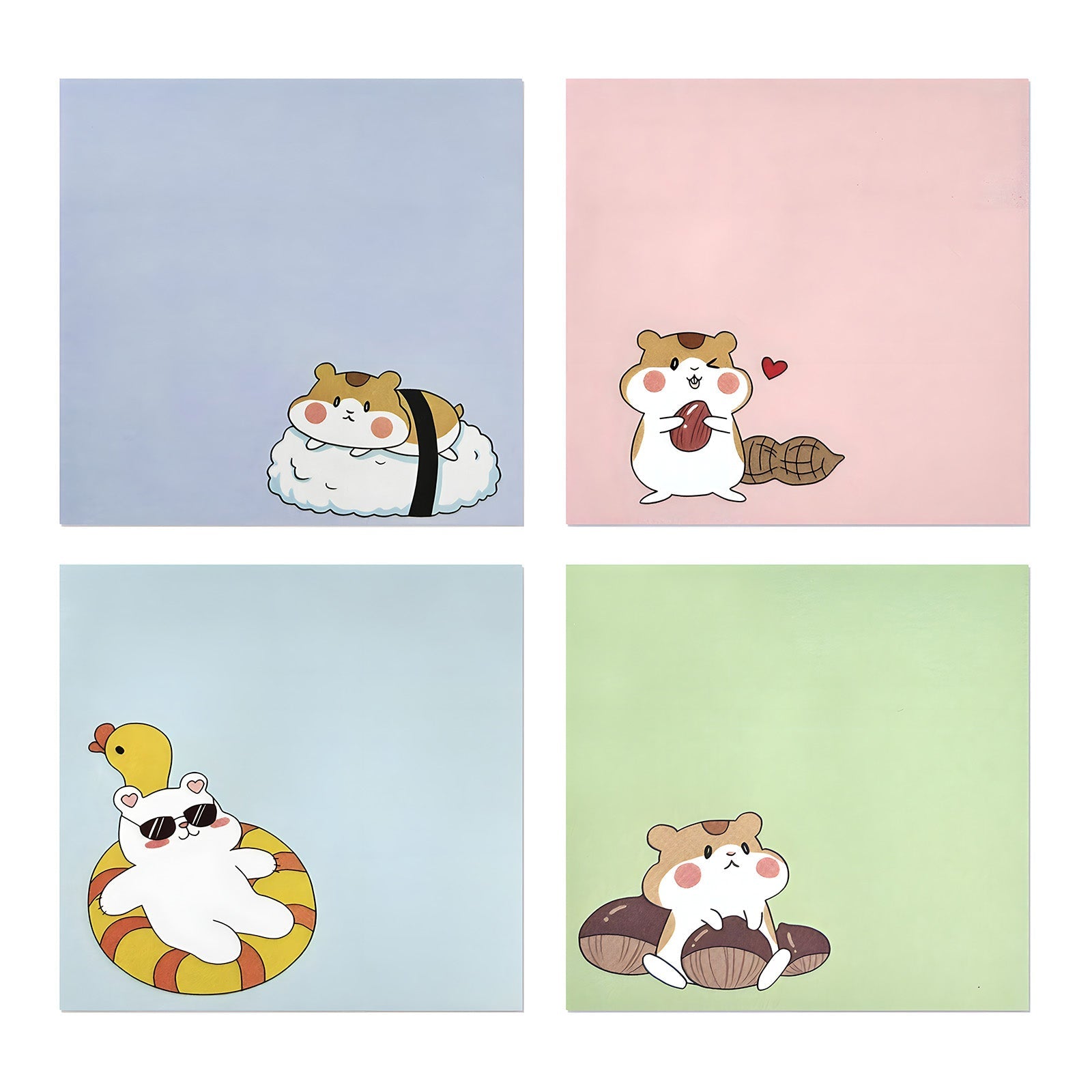 Wrapables Cute and Funny Animal Sticky Notes, Adhesive Memo Notepads for Home, Office, Work, Funny Chipmunks 4pc