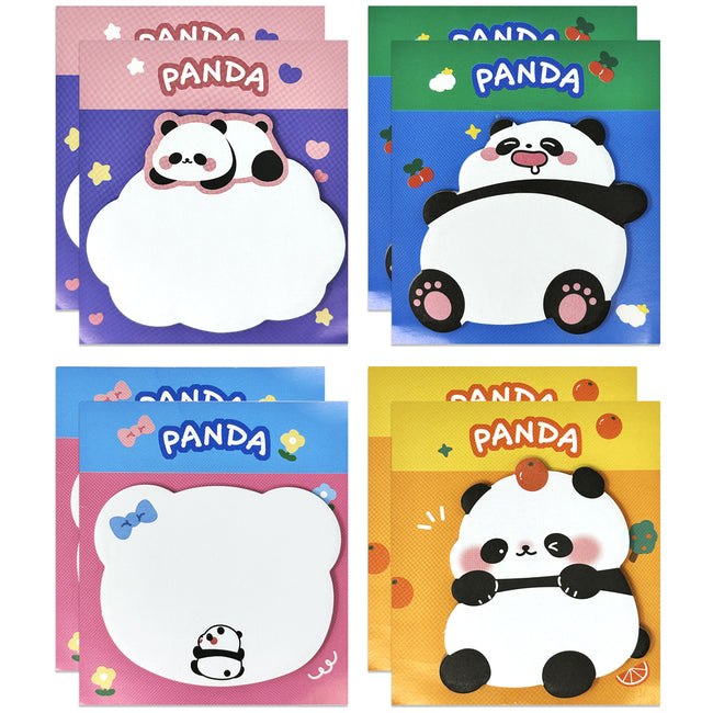Wrapables Cute Panda Sticky Notes, Adhesive Memo Notepads for Home, Office, Work (Set of 8)