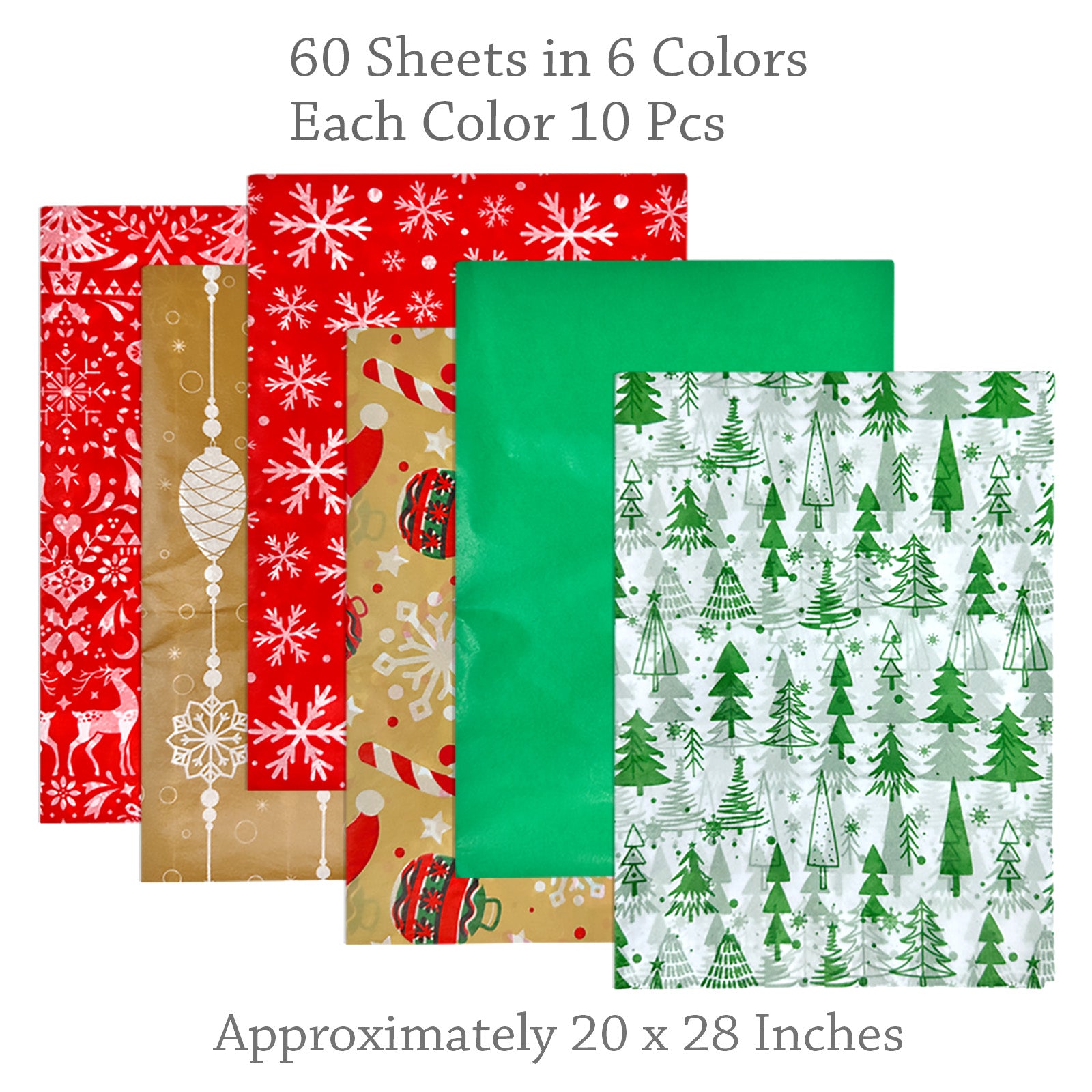 Wrapables Tissue Paper 20 x 28 inch for Gift Wrapping, Arts & Crafts, Paper Flowers, Garlands, Tassels (60 Sheets) Holiday Plaid